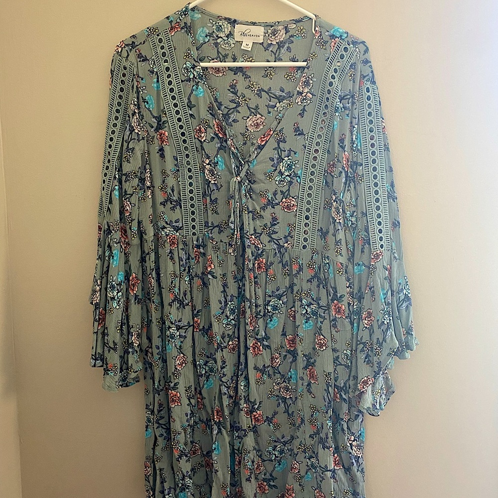 Blu Haven Green Floral Midi Dress Size Medium